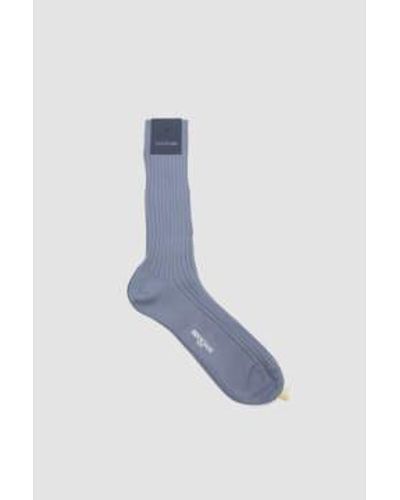 Bresciani Kurze Socken aus Bio-Baumwolle Grigio Blu - Blau