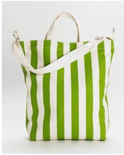BAGGU Duck Bag Awning Stripe Cotton - Green