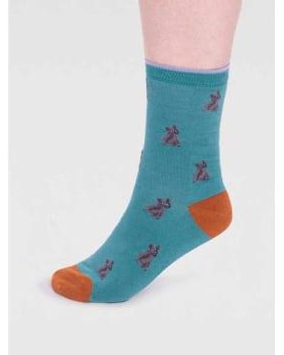 Thought Peacock Spw798 Kenna Bamboo Dog Socks - Blue
