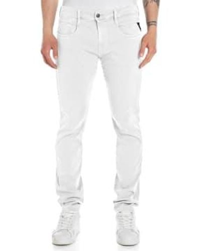 Replay Hyperflex X-lite Anbass Color Edition Slim Tapered Jeans Off 30/30 - White