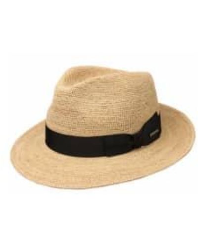 Stetson And Beige Jenkins Crochet Fedora Straw Hat - Neutro