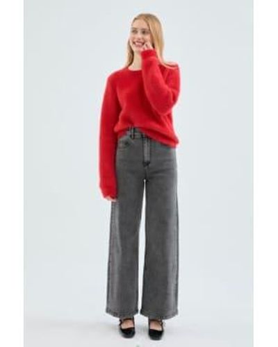 Compañía Fantástica Jeans bengala con cintura alta - Rojo