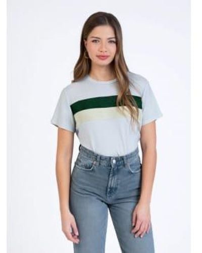 An'ge Amilane Tee Shirt In With Green Stripe - Blu