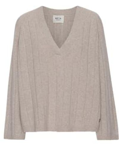 BETA STUDIOS Gail en v-choque mongolian cashmere sweater - Gris