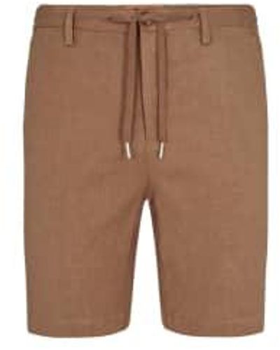 Mos Mosh Chocolate Chip Mens Gallery Hunt Linen Shorts - Marrone