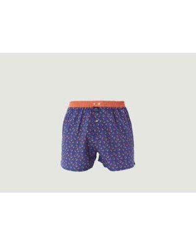 McAlson Cotton Boxer Shorts With Fancy Pattern - Blu
