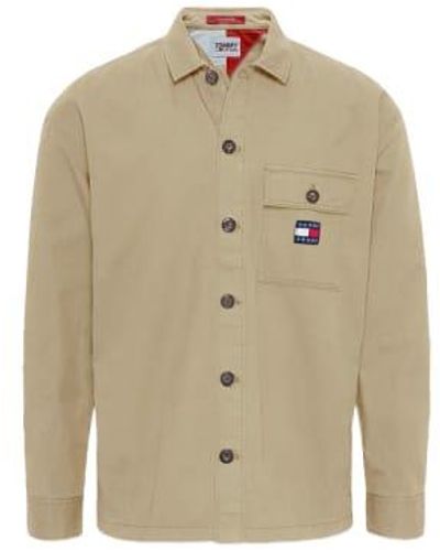 Tommy Hilfiger Tommy Jeans Solid Transitional Cotton Overshirt Trench - Verde