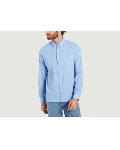 La Paz Branco Linen Shirt S - Blue