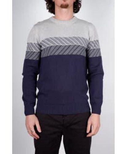 Remus Uomo Navy And Grey 58657 Crew Neck Jumper Extra Large - Blue