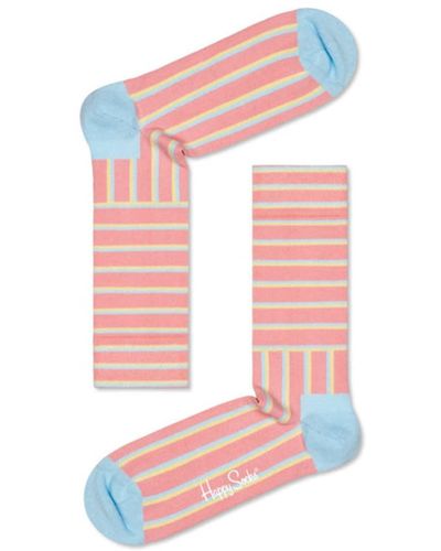 Happy Socks Chaussettes rose clair à rayures contrastées