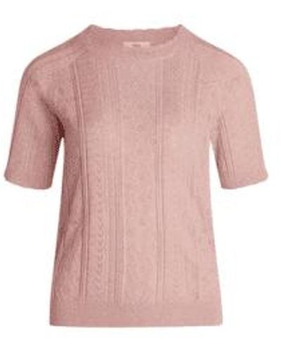 Noa Mauveglow Melange Short Sleeve Pullover L - Pink