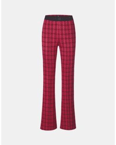 Riani Heartbeat Check Pattern Bootcut Trousers - Rosso