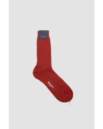 Bresciani Cotton Short Socks Argilla - Rosso