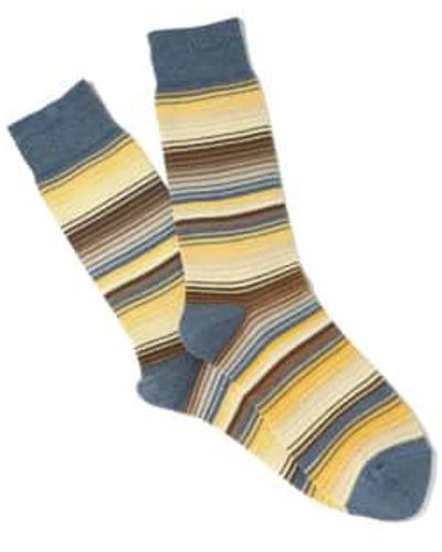 Anonymous Ism Anonymous-ism Sarape Stripe Sock Gray Os - Blue