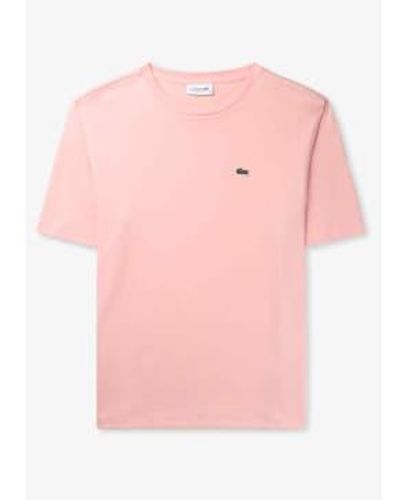 Lacoste Camiseta clásica con logo mini de cocodrilo en rosa