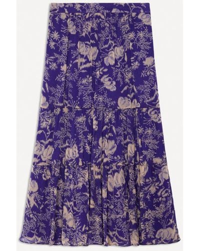 Ba&sh Uria Violet Floral Print Midi Skirt - Purple