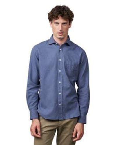 Hartford Paul cepillado camisa algodón azul