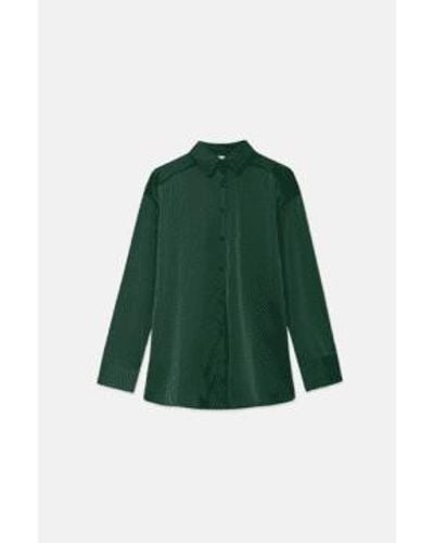FRNCH Compania Fantastica Satin Long Sleeve Shirt Deep L - Green