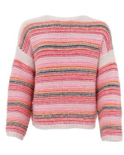 Black Colour Pink Multi Georgia Knitted Sweater L/xl