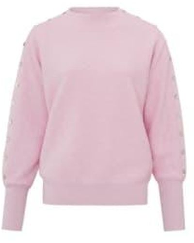 Yaya Melange Button Detail Sweater Xs - Pink