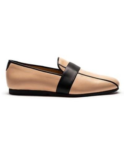 Tracey Neuls Mondrian Neutral Or Black Leather Loafers - Neutro