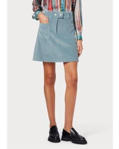 Paul Smith Mini jupe en velours côtelé taille : 10, col : bleu