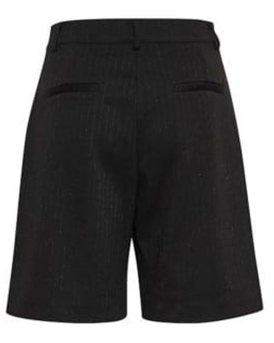 Ichi Sequined Striped Shorts L - Black