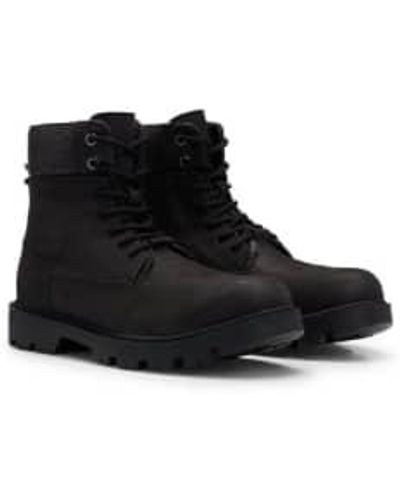 BOSS Boss Adley Nubuck Half Boots With Tonal Monogram Collar 50498357 001 - Nero