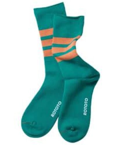 RoToTo Fine Pile Striped Crew Socks / Orange /orange M - Green