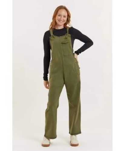 Flax and Loom Mary Lou Recycled Wood Dungarees Olive - Verde