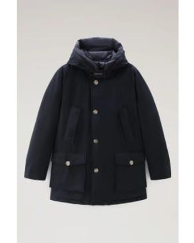Woolrich Arctic Parka In Ramar With Protective Hood Melton - Blu