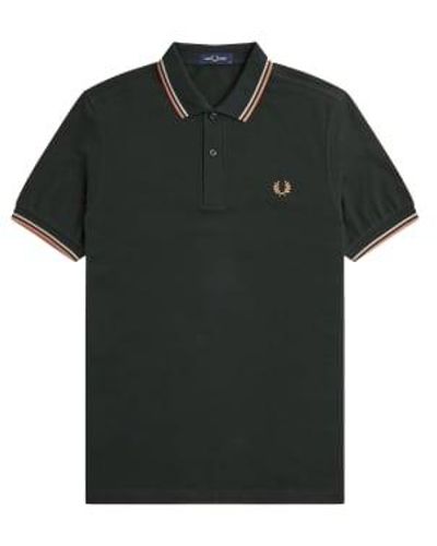 Fred Perry Slim fit twin specped polo night , warmes graues und helles rost - Grün