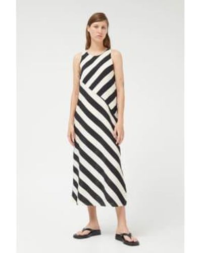 Compañía Fantástica Kleid mit diagonalen Streifen - Weiß