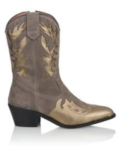 Dwrs Label Bella Suede Western Boots Elefante - Marrone