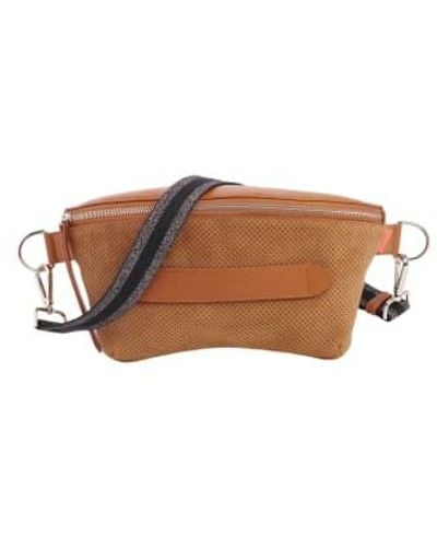 Marie Martens Neufmille Xl Belt Bag Perforated Suede Camel Leather - Brown