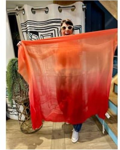 Not Shy Cashmere Ombre Scarf Poppy One Size Square 145cm - Orange