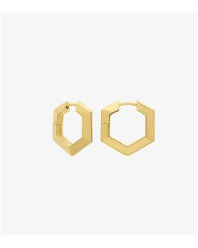 Rachel Jackson Large Bevelled Hexagon Hoop Earrings - Metallic