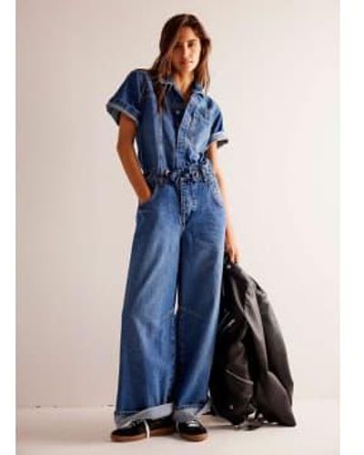 Free People Edison Wide-Bein-Overall - Blau