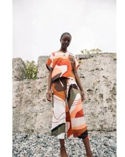 Beaumont Organic Evora Paige Rock Pool Print Trouser Xs - Multicolour