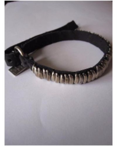 Goti 925 Oxidised Silver And Leather Bracelet 2 - Metallizzato