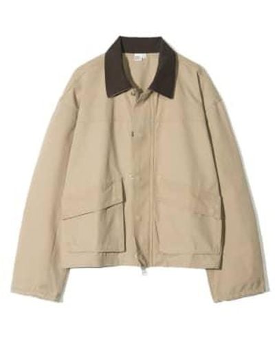 PARTIMENTO Vintage Washed Wide Work Jacket In Beige Large - Natural