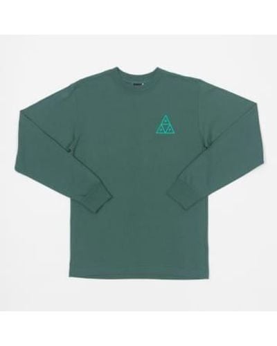 Huf Triple Triangle Logo Long Sleeve T-shirt In M - Green
