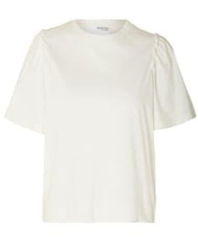 SELECTED Camiseta volante penélope - Blanco