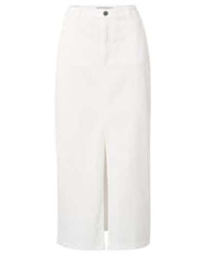 Yaya Denim Maxi Skirt With Slit - White