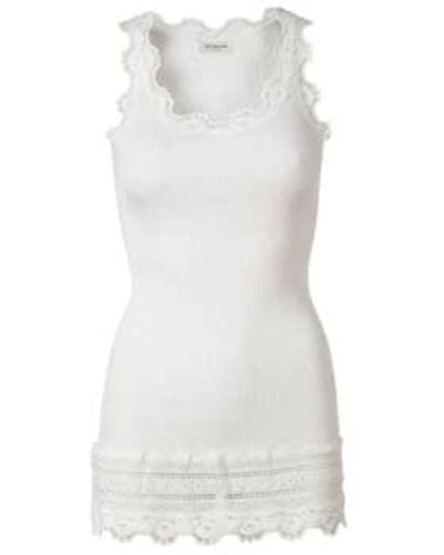 Rosemunde Silk And Lace Vest In New - Bianco