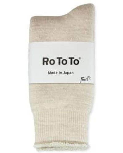 RoToTo Oatmeal Double Face Merino Socks Medium - Natural