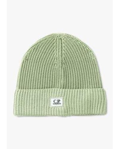 C.P. Company Cp Company Mens Cotton Logo Beanie Hat In Pear - Verde