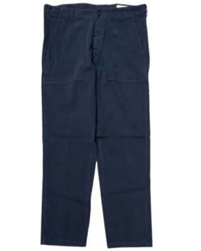 Fresh Pantalones fatiga algodón en la marina - Azul