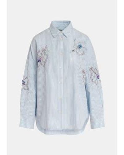 Essentiel Antwerp And White Striped Shirt With Embellishments 36 - Blue