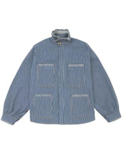 seventy + mochi Pablo Jacket Striped Denim Uk6 - Blue